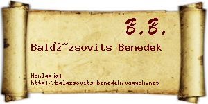 Balázsovits Benedek névjegykártya